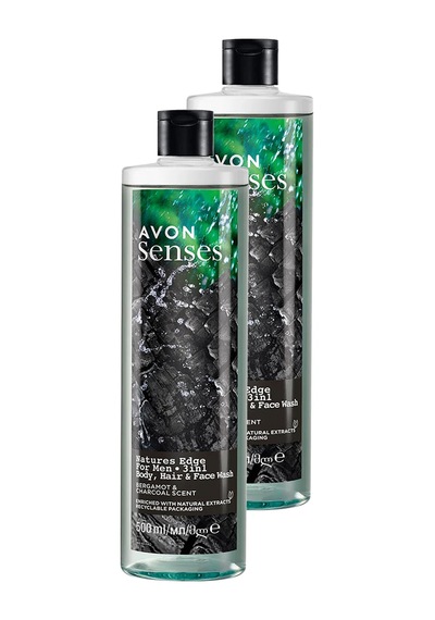 Avon Senses Natures Edge Erkekler İçin Saç Vücut Ve Yüz Yıkama 2 x 500 ML