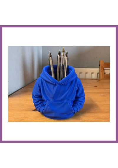 Bezos 3d Baskı Kapüşonlu Sweatshirt Kalemlik - Masaüstü Organizer-mavi Rengaren