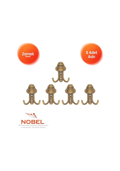 Sarikli Askı, Metal Vestiyer Askısı, Anti K Sari, Duvar Ve Dolap Askılığı 5'li Set Vidalı