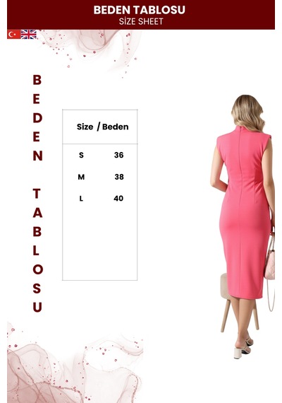 Kadın Broş Detaylı Balıkçı Yaka Elbise Pembe
