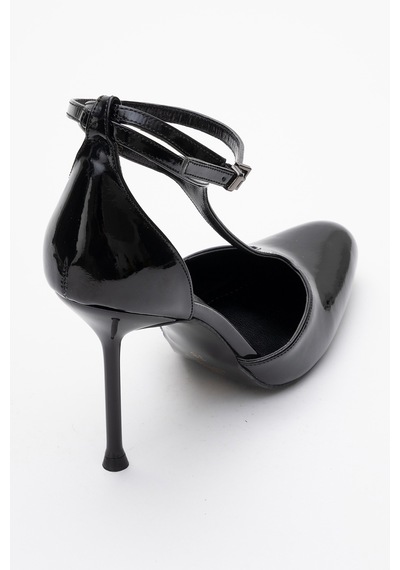 Luvishoes Luvi Shoes Jon Siyah Rugan Kadın İnce Topuklu Ayakkabı Siyah Rgn Siyah