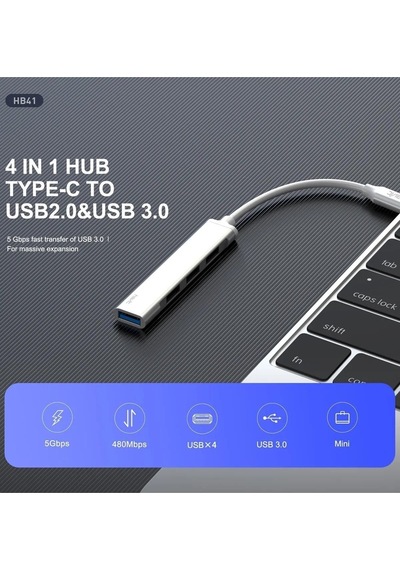 All 4 In 1 Type-c To Usb 3.0 Hub Adaptör Çevirici Dönüştürücü Çoğaltıcı