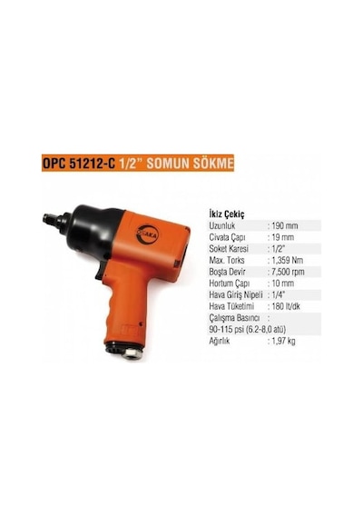 Osaka OPC-51212 C 1/2'' Havalı Somun Sökme