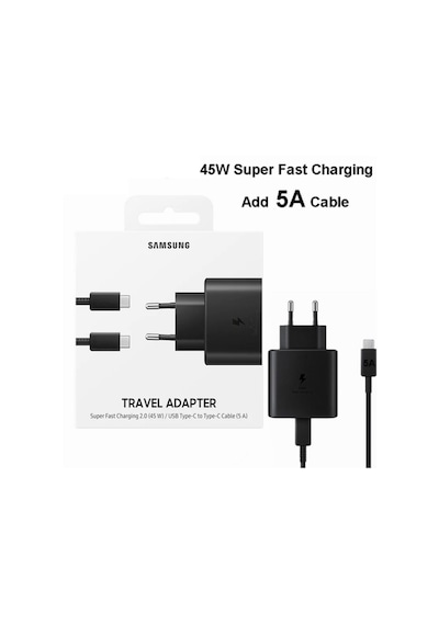 Samsung Uyumlu EP-TA845XWEGWW 45 W Type-C Hızlı Şarj Cihazı Siyah