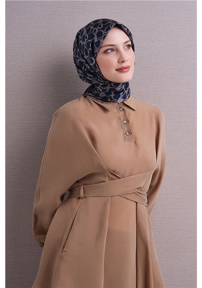 Armine Saf İpek Twill Eşarp 9638d 03 Antrasit Gül Kurusu