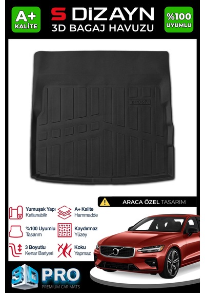 S-dizayn Volvo S60 3d Pro Bagaj Havuzu 2018 Üzeri A+ Kalite