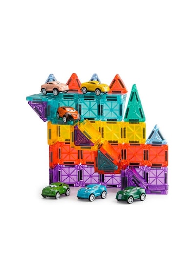 Kzl Mini Magnetic Arabalı Manyetik Yapı Blokları Seti 3.75 Cm 64 Parça Ch1521