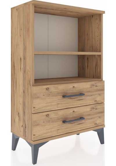 Arges Komodin 2 Raflı 2 Çekmeceli 60x30x96 Çam-çam Çam