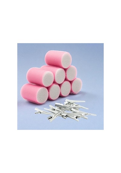 Pembe Cırtlı Sünger Bigudi Seti - 8'li, 4 Cm Çapında Açık Mavi