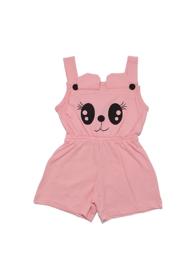 Bebegen Kız Çocuk Pembe Siyah Kedi Gözü Baskılı Belden Lastikli Askılı Tulum Çok Renkli Bebegen Kız Çocuk Pembe Siyah Kedi Gözü Baskılı Belden Lastikli Askılı Tulum Çok Renkli