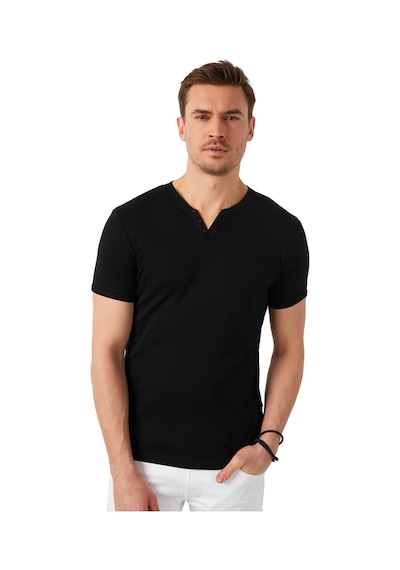 Buratti Pamuklu V Yaka Slim Fit Erkek T Shirt 5902122 Siyah