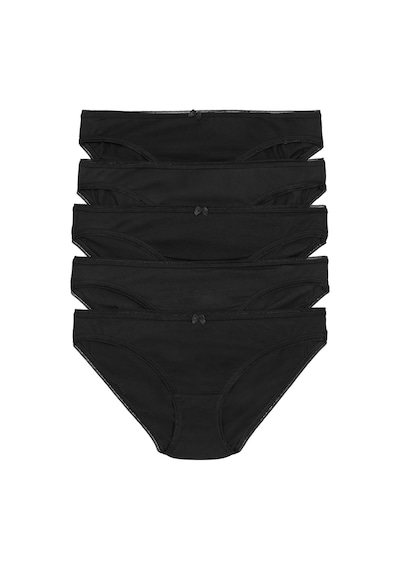 Marks & Spencer 5'li Cotton Lycra Bikini Külot Seti Siyah