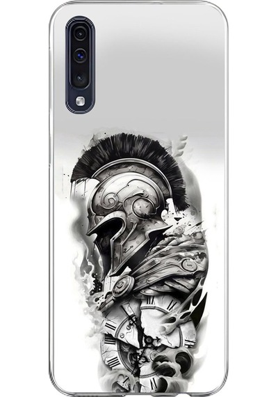 Samsung Galaxy A70 Uyumlu Şeffaf Kılıf Spartan 3 Tasarımlı
