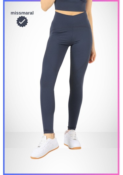 Missmaral Slim Fit Tayt Yüksek Bel Toparlayıcı Antrasit Spor Model Flatlock Dikiş Detaylı Oslo 1090 Antrasit