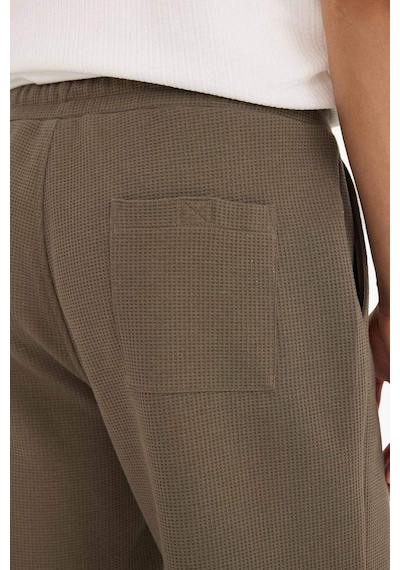 Defacto Regular Fit Beli Bağcıklı Düz Paça Waffle Eşofman Altı F0924ax25aukh151 Haki