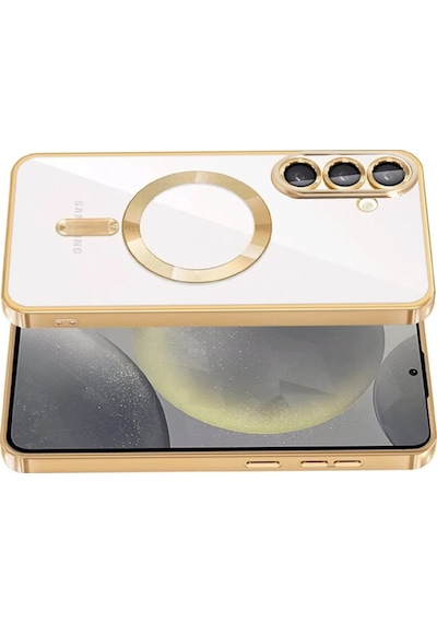 Samsung Galaxy S26 Plus Uyumlu Kılıf Kamera Lens Koruyuculu Magsafe Özellikli Telefon Kılıfı Kapak Gold