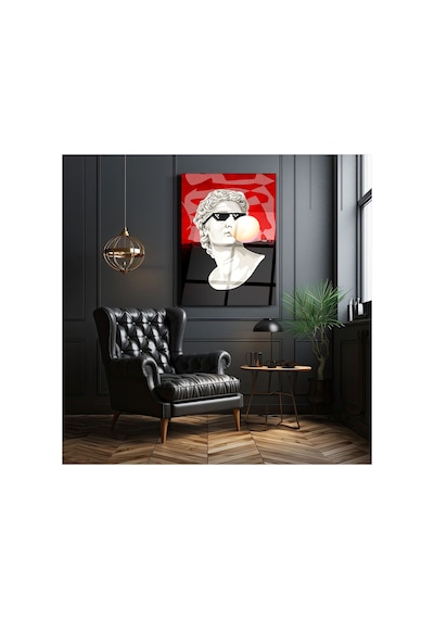 Michelangelo David Cam Tablo Gözlüklü Pop Art Duvar Dekoru Ev, Ofis Ve Genç Odası İçin Dekoratif Modern Tablo