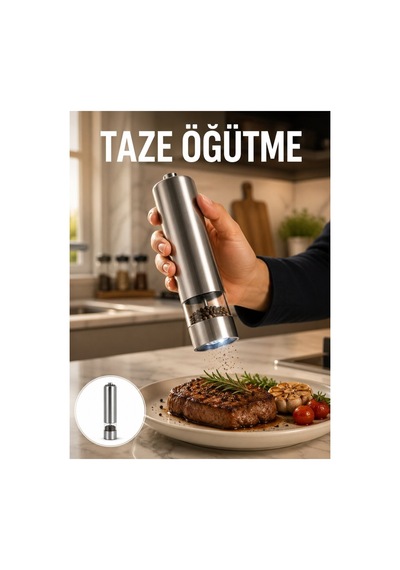 Işıklı Pilli Baharat Değirmeni Taze Ve Pratik Öğütme Yeni Nesil - Hs08377293-1000