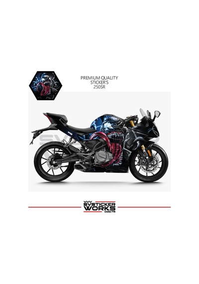 Cfmoto 250sr Sticker Kaplama Venom Motor Kaplama Modeli Hazır Kit Siyah