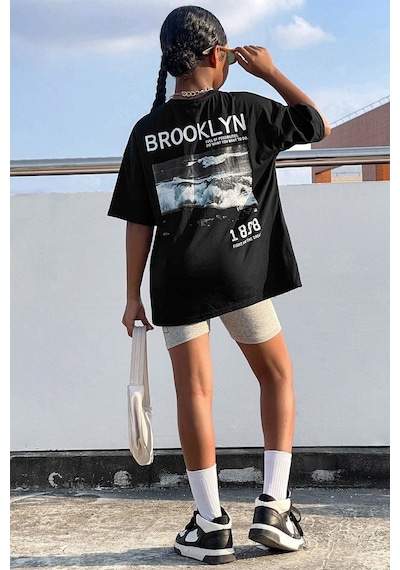 Uyguntarz Çocuk 1898 Brooklyn Pamuklu Tshirt Siyah
