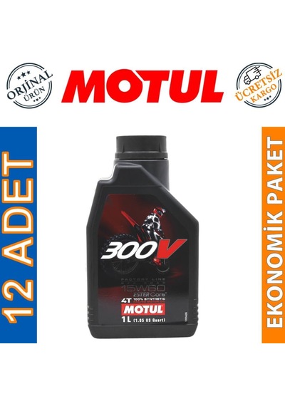 Motul 300V Fl 15W-60 4T 4 Zamanlı Motosiklet Motor Yağı 12 x 1 L