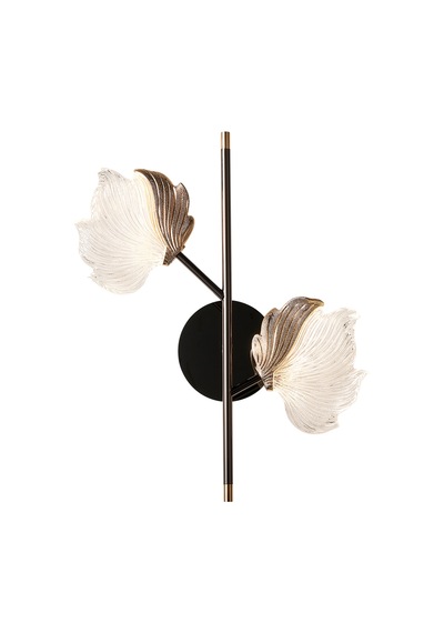 Taran Siyah Gold 2'li 10 Watt Çiçek Desenli Modern Ledli Aplik Gold