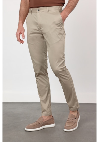 İmza Koyu Bej Yan Cep Slim Fit Pamuklu Chino Pantolon 1003260168