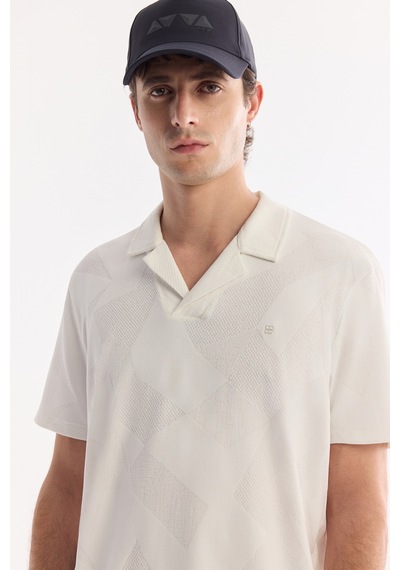 Avva Erkek Ekru Apaj Yaka Kolay Ütülenen Elastan Regular Fit T-shirt A61y1156