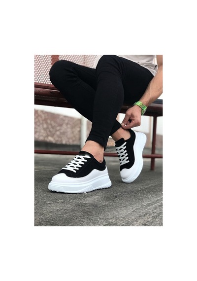 DMR Elegance Jy507 Alone Bağcıklı Süet Cilt Erkek Günlük Sneaker Ayakkabı Scbt Siyah/beyaz