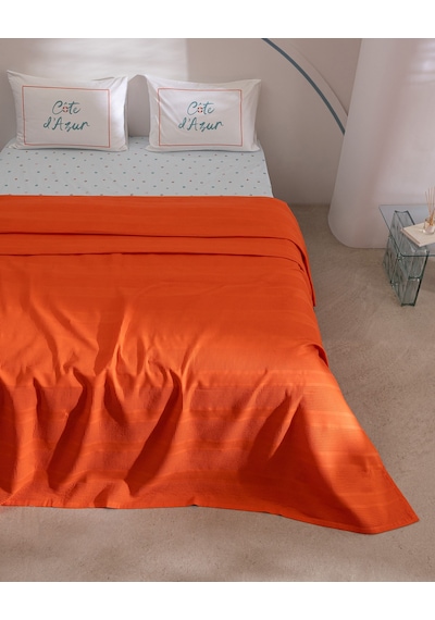 Madame Coco Mathilda King Size %100 Pamuk Karde Düz Pike Takımı - Turuncu 8684427309131 Çok Renkli