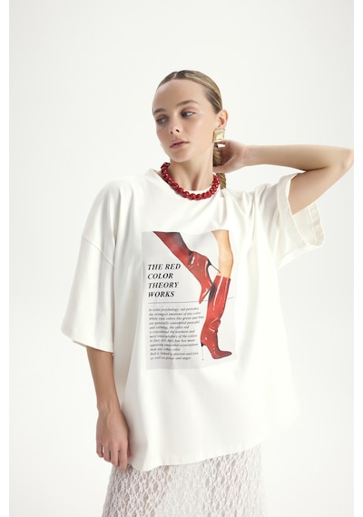Mai Studios Co. Theory Oversize Beyaz T-shirt BEYAZ