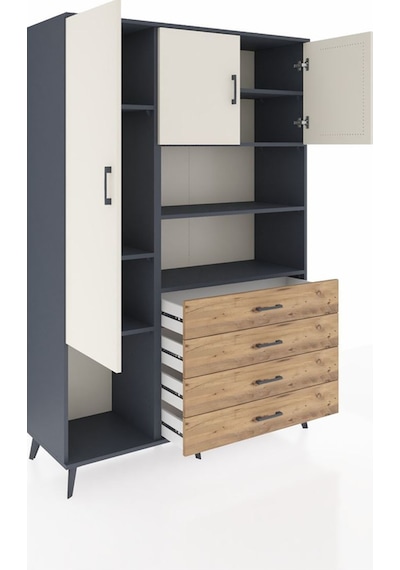 Hyperion Dolap 7 Raflı 4 Çekmeceli 3 Kapaklı 132x44x195 Antrasit-aytaşı/çam Aytası/atlas Çam Hyperion Dolap 7 Raflı 4 Çekmeceli 3 Kapaklı 132x44x195 Antrasit-aytaşı/çam Aytası/atlas Çam