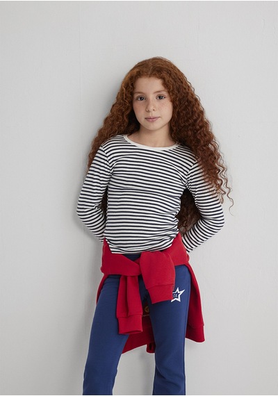 Mavi - Çizgili Basic Tişört 7610351-86625 Mavi
