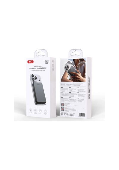Xo Pr296 10000 Mah 22 5w Magsafe Uyumlu Manyetik Hızlı Şarj Metal Powerbank Gri