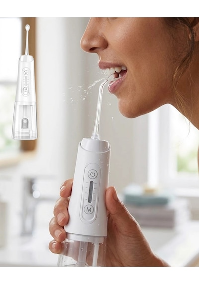 Kablosuz Ağız Duşu 320 Ml Su Tanklı 4 Modlu 5 Başlıklı Temizlik Cihazı