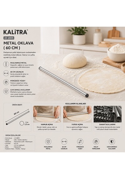 Kalitra Okl-21001 Alüminyum Metal Oklava - 60 Cm- 25'li Paket Diğer