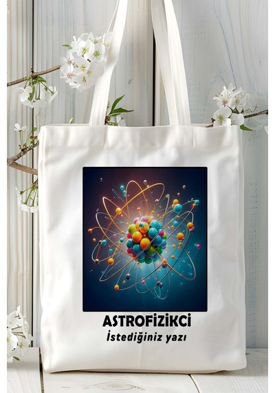 Art Hediye Astrofizikçi Baskılı Bez Omuz Çantası Kişiye Özel Model 1 Çok Renkli