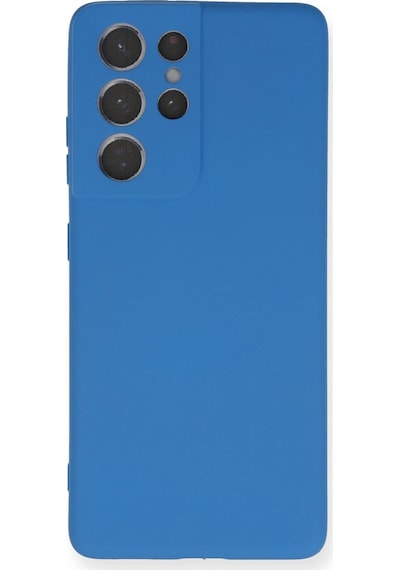Newface Samsung Galaxy Uyumlu S21 Ultra Kılıf Nano İçi Kadife Silikon Glblseme - 64 - Mavi