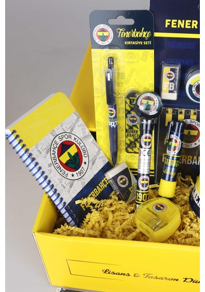 Dekomus İle Lisanslı Fenerbahçe Özel Kutulu Premıum 19 Parça Kırtasiye Seti Siyah
