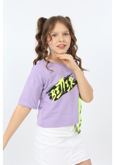 Toontoy Kids Toontoy Kız Çocuk Better Baskılı Tişört Lila