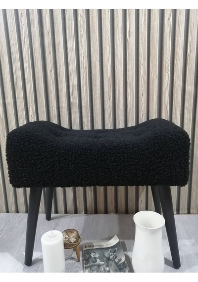 Puf Ahşap Ayak, Çima Dikiş Pelüş Teddy Kumaş