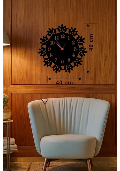 Mey İthalat Klasik Floral Desenli Ahşap Duvar Saati - 40x40 Cm Vintage Tasarım Çok Renkli