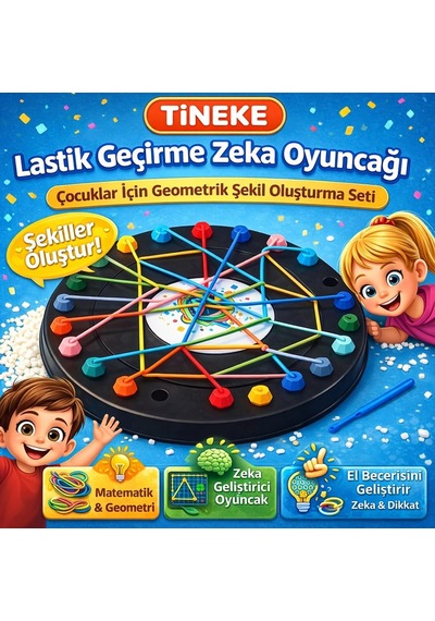 Lastik Geçirme Zeka Oyuncağı Çocuklar İçin Eğitici Geometrik Şekil Seti