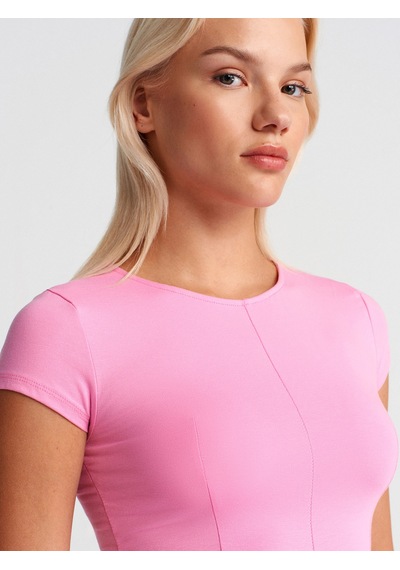 Dilvin 31992 Peplum T-shirt-pembe Pembe