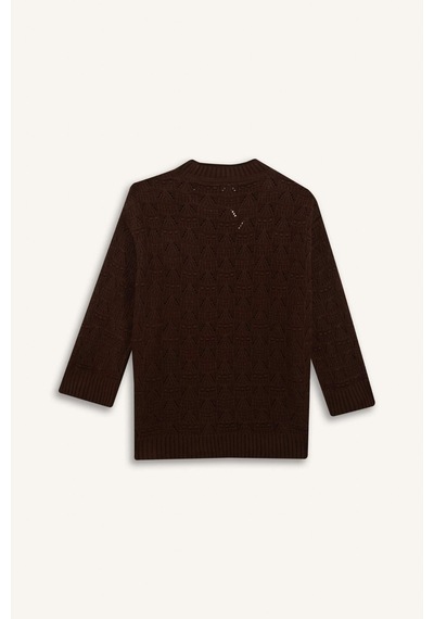 Defacto Regular Fit Bisiklet Yaka Ajurlu Triko Tunik G0710ax25wnbn330 Kahve-bn330