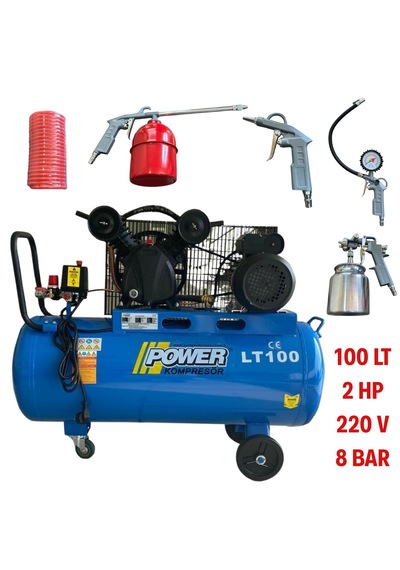 Power PV2051HVL 100 L 8 Bar 220V Hava Kompresörü 5'li Set Power PV2051HVL 100 L 8 Bar 220V Hava Kompresörü 5'li Set