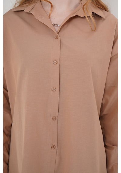 Bigdart 3900 Oversize Uzun Basic Gömlek - Camel 001
