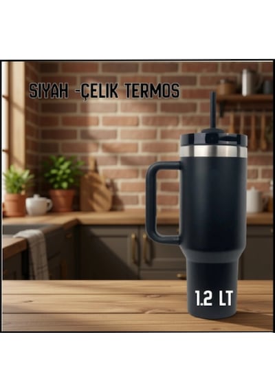 Uyguna-yakala 1.2 Lt Siyah -çelik Termos - Rm.182 Çok Renkli