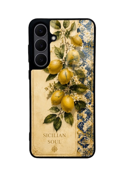Samsung Uyumlu  S25 Fe Sicilian Lemon Garden Tasarımlı Glossy Telefon Kılıfı Sarı