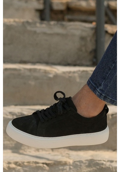 Mubiano Hakiki Deri Mbnbkm3-s Erkek Nubuk Siyah Sneaker & Spor Ayakkabı Siyah